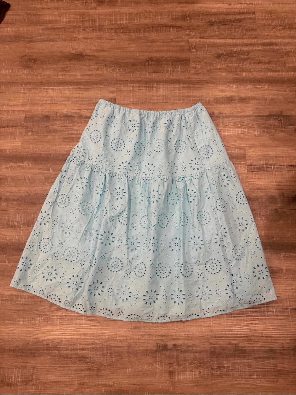 a new day Light Blue Eyelet Tiered Skirt